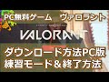PC版　ヴァロラント　ダウンロード　インストール方法　練習モード「プラクティス」ゲームの終了方法　　PC無料ゲーム