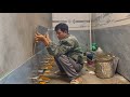 How To New Shower Wall Tiles Install | Handle The Brick Edges | Cut Tiles Around Pipes