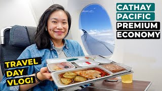 TRAVEL DAY VLOG! Cathay Pacific Premium Economy, Plane Food, AMEX Airport Lounge Sydney Weekly Vlog