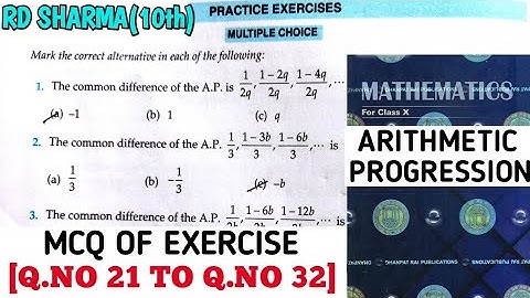 RD SHARMA CLASS 10 ARITHMETIC PROGRESSION MCQ OF EXERCISE [Q.NO 21 TO 32] MATH FEAR | CHAPTER 5