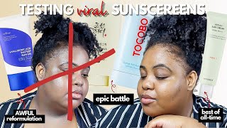 WATCH BEFORE YOU BUY! I Tried 10 NEW Viral Sunscreens | Best + Worst  Sunscreens for Dark/Black Skin