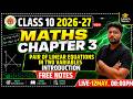 Class 10 Maths Chapter 3 | Pair of Linear Equations in Two Variables | Intro | Live by Sunny Bhaiya
