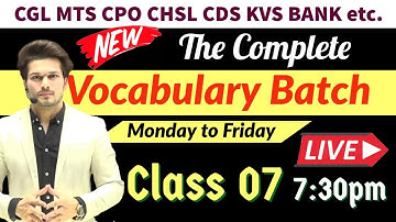 Class 07 The Complete Vocabulary Batch on YouTube by Jaideep Sir|CGL CPO CHSL MTS CDS..for all exams