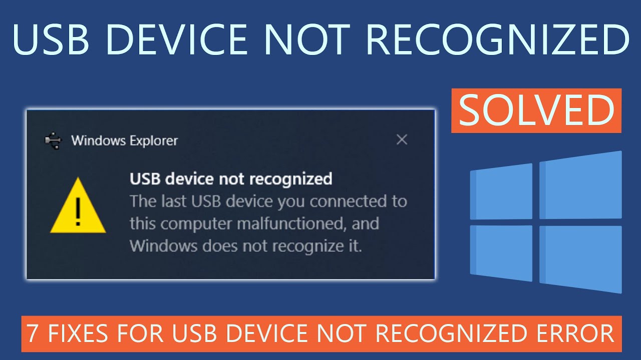 ben Usikker Ved daggry How to Fix USB Device Not Recognized Error on Windows 10? - YouTube
