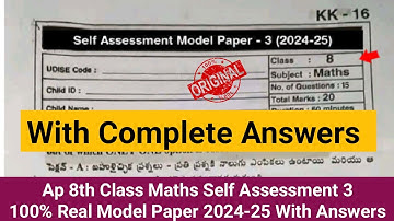 💯8th class maths Fa3 question paper and answers 2025|Ap 8th maths real self assessment 3 model paper