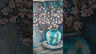 Сразу Три Работы! 🌸 #Shortvideo #Art #Oilpastel #Painting #Пастель #Цветы #Сакура #Shorts