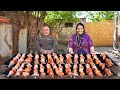 Azerbaijan Village Style! Cooking Lots of Chicken Wings, Legs and Fillet Kebab ♧ Rural Life Vlog