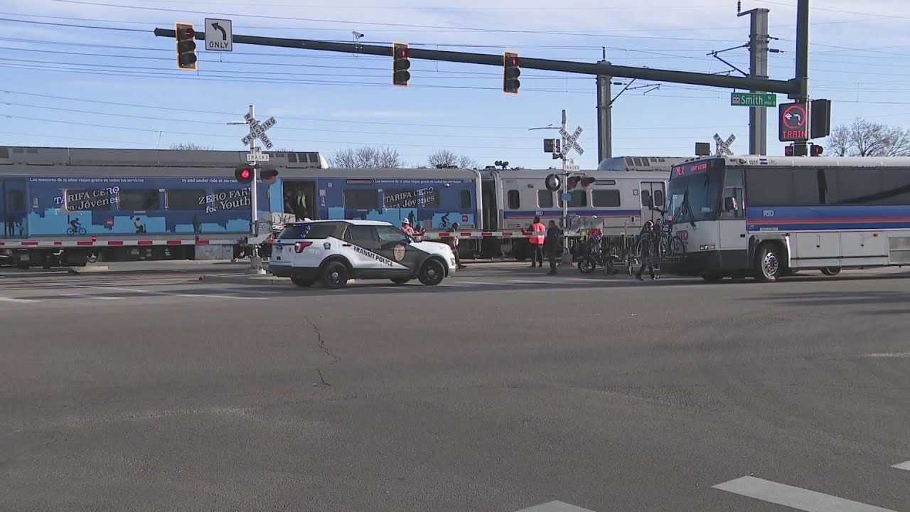 Pedestrian injured after crash with RTD train in northeast Denver - YouTube