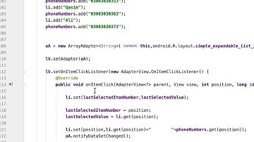 Using ListView in Android App 8 (PhoneBook App 5: Showing Number On Screen Next to Selected Name 2)