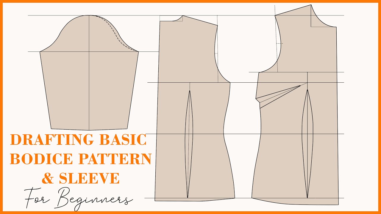 How To Draft Basic Bodice Pattern With Darts For BEGINNERS | Sleeve ...