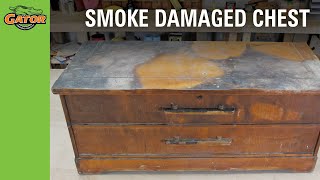 This old cedar chest was in a barn fire and damaged pretty severely with smoke, so we definitely had our work cut out for us in this 