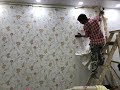 How to Wallpaper pasting in Living Room | Wallpaper ideas for Dining/ Living 2019