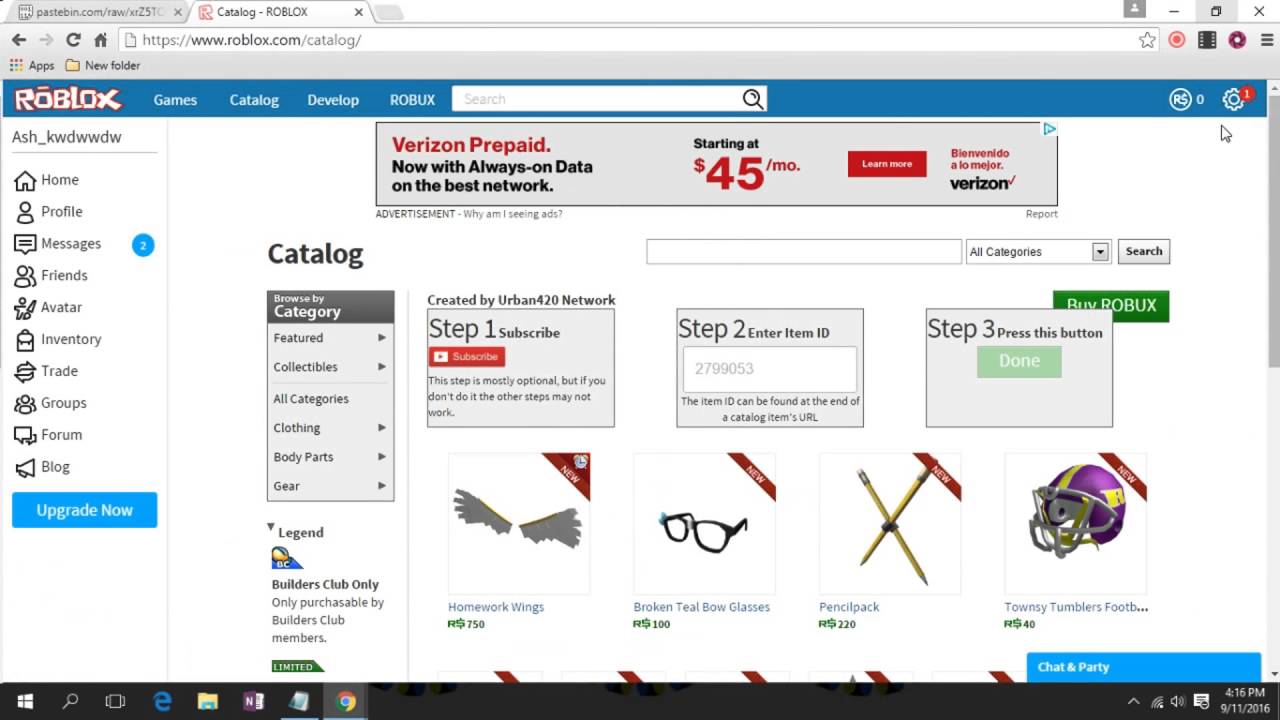 Roblox How To Get Any Catalog Item For Free 2016 Youtube - roblox hurry get any catalog item for free this