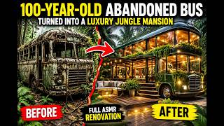 100-Year-Old Abandoned Bus Turned Into a Luxury Jungle Mansion | Full ASMR Renovation