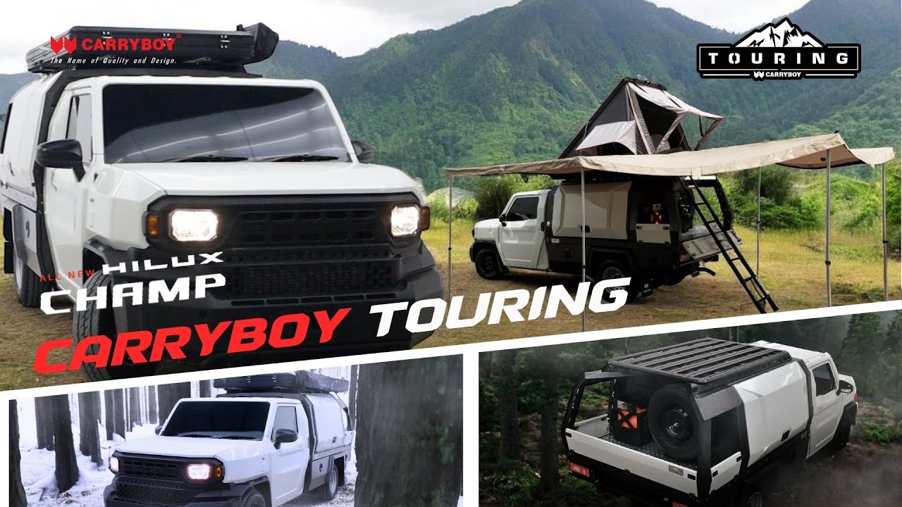 Hilux Champ Touring พร้อมพาคุณผจญภัย.. จัดเต็มชุดตั้งแค้มป์ เต็นท์หลังคา กันสาด ตู้เย็น ชุดครัว ฯลฯ