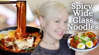 Spicy Cheesy Wide Glass Noodles | Cook & Eat With Me