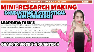 CONDUCTING STATISTICAL MINI-RESEARCH Learning Task 3 Grade 10 Week 5-6|Nutritional Status of Grade 7