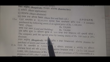 Issue of shares for other than cash - Class 12 || New Model Question Set A solved