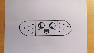 رسومات اطفال/ كيفية رسم لاصق جروح كيوت خطوة بخطوة🩹/How to draw a cute wound sticker
