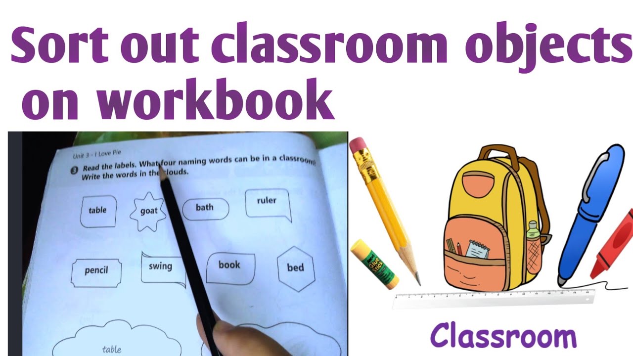 Sort out classroom objects on work book