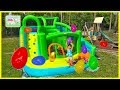 Best Huge Eggs Surprise Toys Challenge on Inflatable Water Slide! Outdoor Play