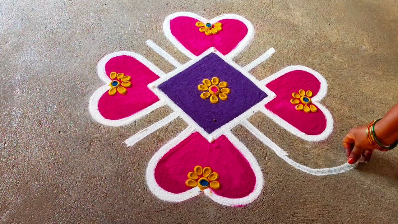 5×1 simple rangoli design ❤️🤗❤️❤️