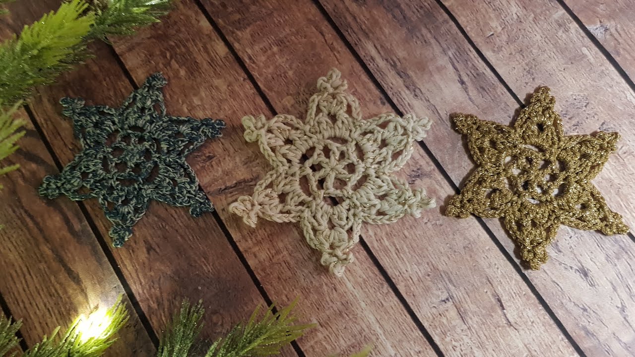Copo de nieve a CROCHET. Adornos Navideños En Vivo. Modelo 2.  Estrella Paqueña