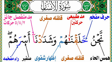 تجويد سورة الإنسان  كلمة هؤلاء والميم الساكنه وجميع أحكام التجويد مع الشرح بالتفصيل( الجزء السابع)