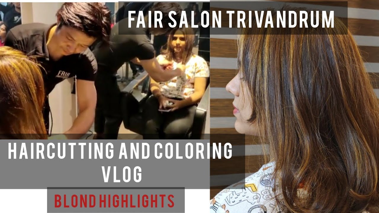 Hair coloringand cutting |Fair salon Trivandrum |Blond highlights| #