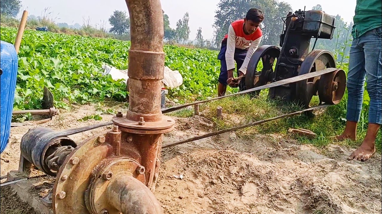 Diesel Engine WaterPump Machine Setup For Borewell ll Duball Wheell Engine WaterPump Machine