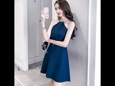 ชุดเดรสสีน้ำเงิน แฟชั่นมาใหม่สวยๆ YD120