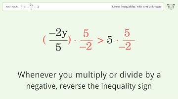 Solving Linear Inequalities: 3 is Greater Than  -(2y)/5-2