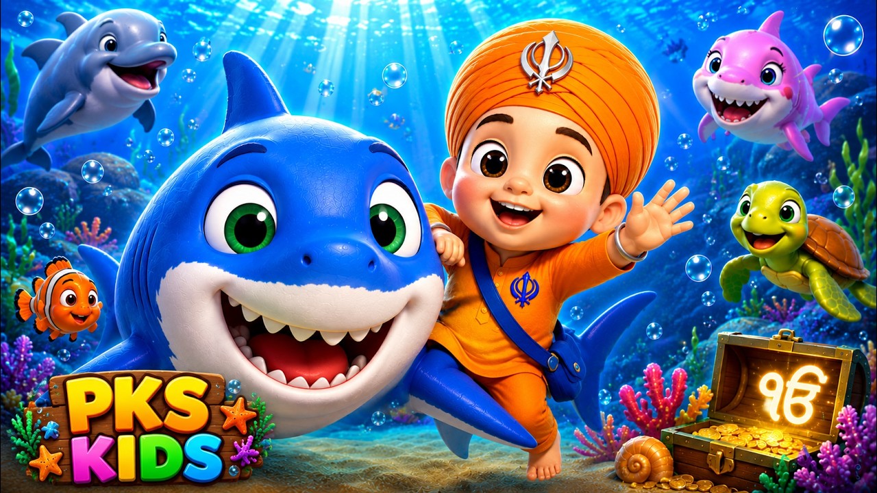 ⁣Baby Shark + Waheguru Simran 👶🙏 | Baby Ocean Adventure |  Kids Songs & Nursery Rhymes | PKS Kids