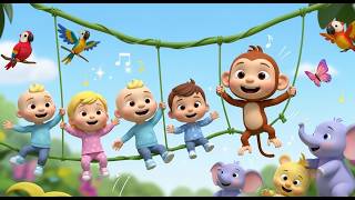 Happy Monkey Swing 🐒🌴 | Jungle Song for Kids | Fun Action Nursery Rhyme for Toddlers & Preschool