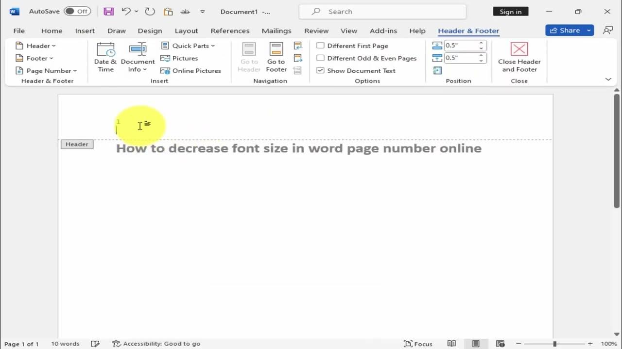 How to decrease font size in word page number online youtube