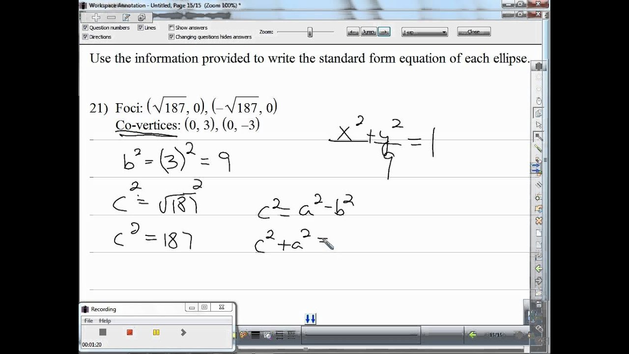 use the information provided to write the standard form equation of use the information provided to write the standard form equation of each circle