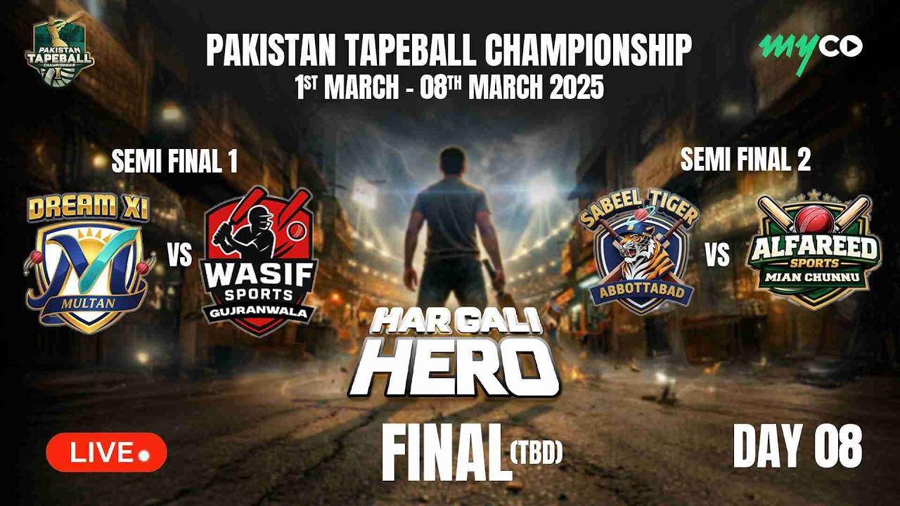 LIVE: Pakistan Tape Ball Championship | Day 08 | Final | HAR GALI HERO  | On Myco