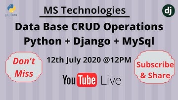 Complete Django CRUD Operations |Data Base CRUD Operations Using Django Framework | MS Technologies
