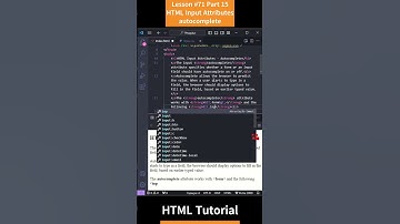 HTML Tutorial - Lesson 71: HTML Input Attributes - autocomplete Part 15 #html #htmltutorial #css #js