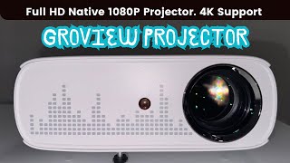 GROVIEW Projector, 4k Projector with WiFi and Bluetooth, 15000lux FHD 1080P Portable Projector