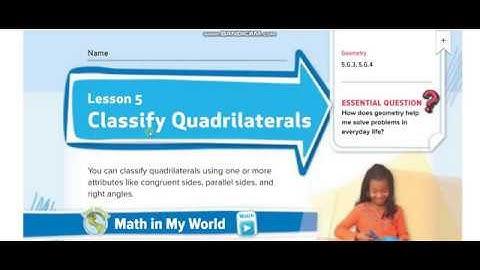 Grade 5 Chapter 12 Lesson 5 Classify Quadrilaterals (Part 1)