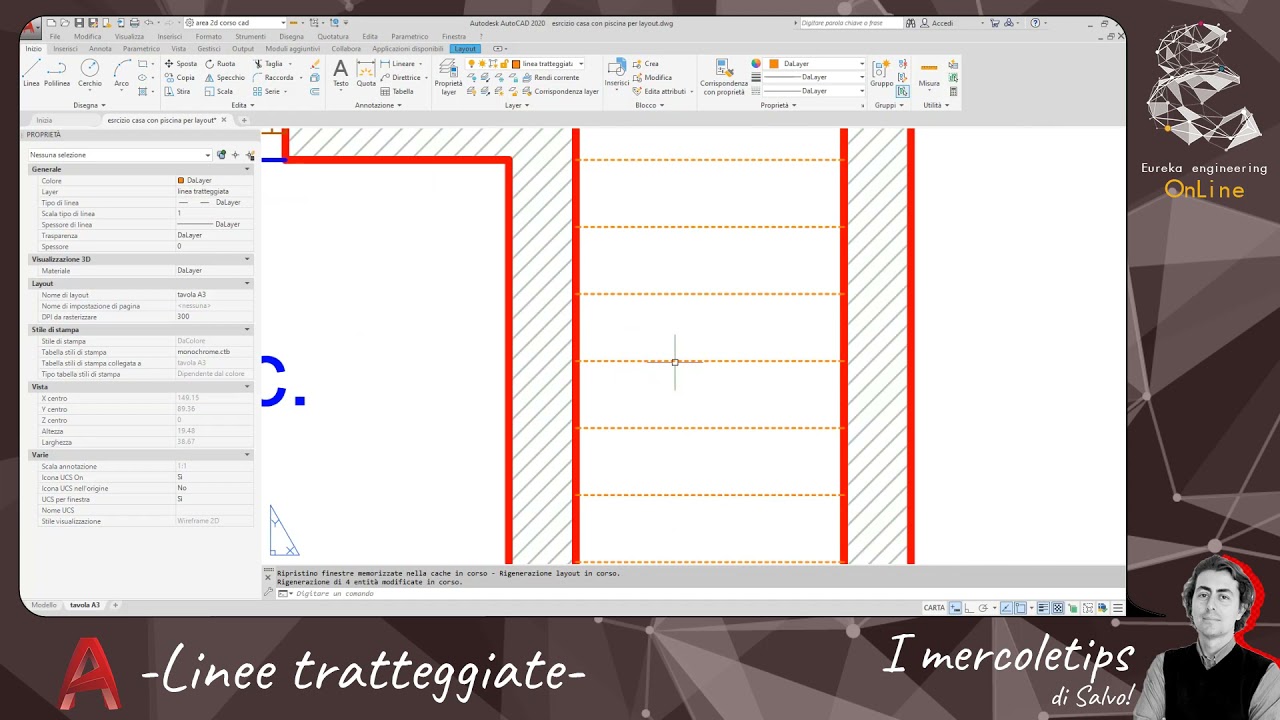 video tutorial su AutoCAD - argomento linee tratteggiate
