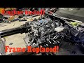 Installing the engine in my Wrecked C7 Corvette after replacing the Frame