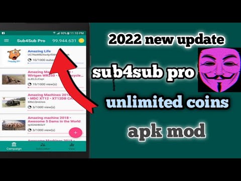 sub4sub pro unlimited apk mod | sub4sub pro unlimeted coins trick 2022 || youtube tips channel