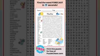 Weather Word Search-Find FORECAST #wordsearch #season #wordgames #quiz #puzzlegame #hot #sunshine