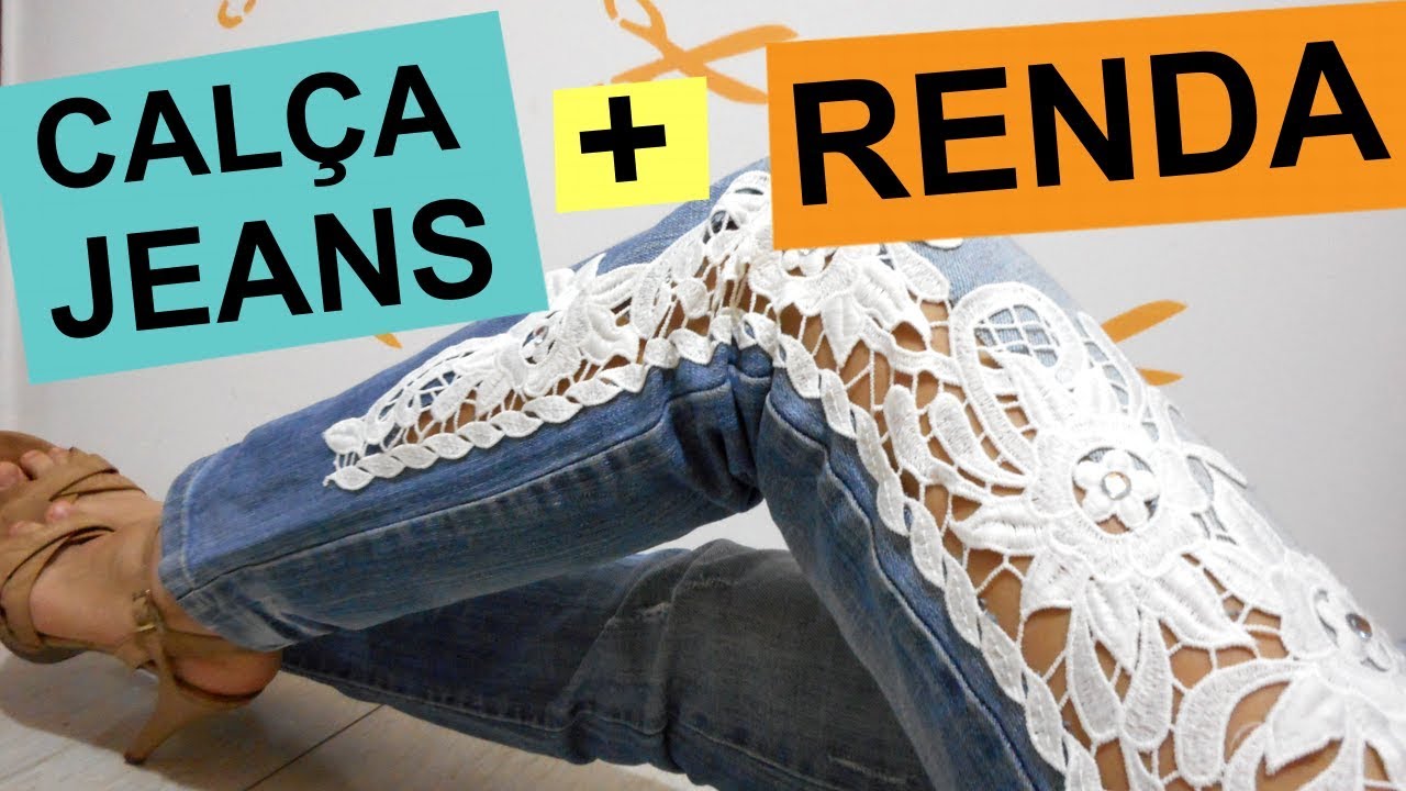 renda em calça jeans