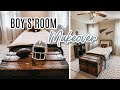 BOY&#39;S ROOM MAKEOVER // ROOM MAKEOVER ON A BUDGET // VINTAGE SPORTS THEME BEDROOM