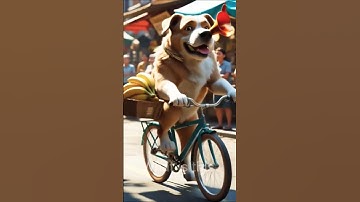 Dog Rides Bicycle to Market with Bananas! | 3D Funny Video । #shorts