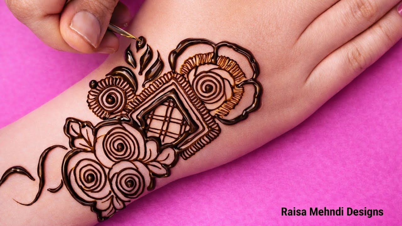 Arabic mehndi design simple flower | Patti wali mehndi design back hand front side 