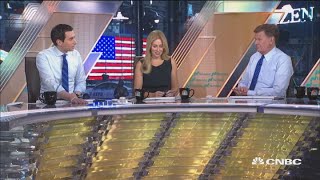 The "squawk box" team discuss president donald trump taking to twitter
after j.p. morgan ceo jamie dimon said he could beat in an election.